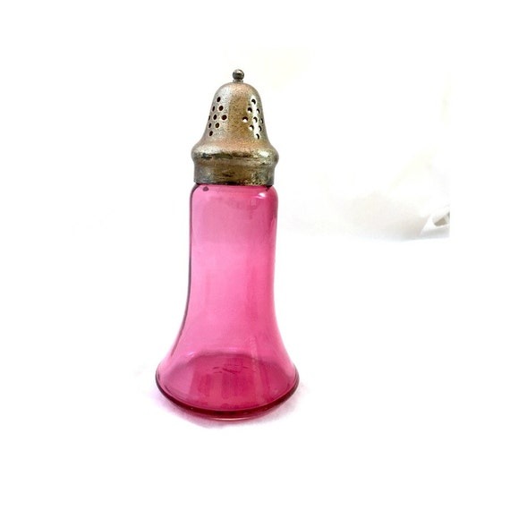 Victorian Cranberry Glass Sugar Shaker Silver by TexasGalTreasures