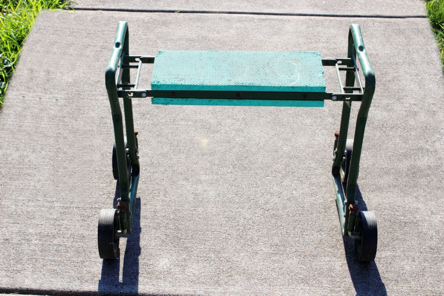 Vintage Work Shop Stool, On Rubber Wheels, Solid Iron ...