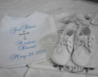 Embroidered baptism bib/ personalized baptism bib/ bautizo/ bautismo/ baptism/ christening bib/ personalized bib/ faith bib/ god bless/ god