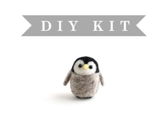 DIY Kit - Baby Penguin Needle Felting Kit - Needle Felted Animal Kit