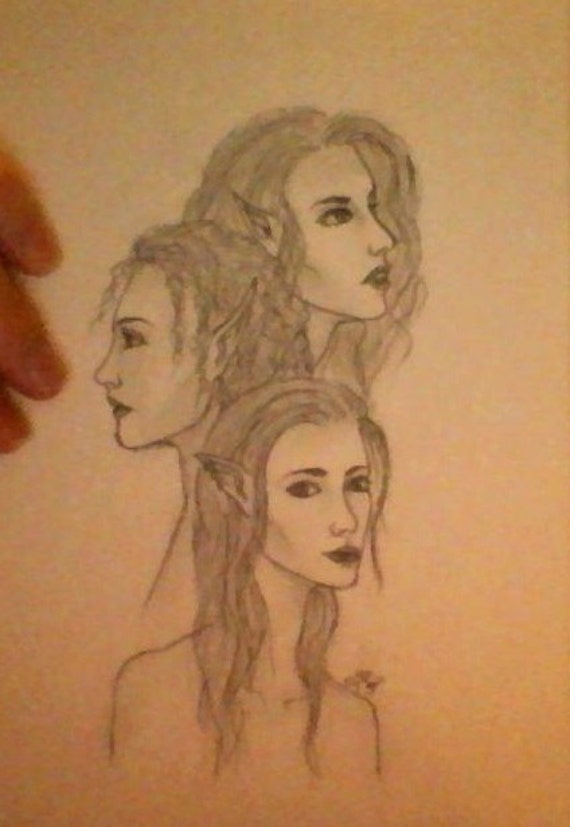 Original Drawing 'Three Sisters' by TheSerenEmporium on Etsy