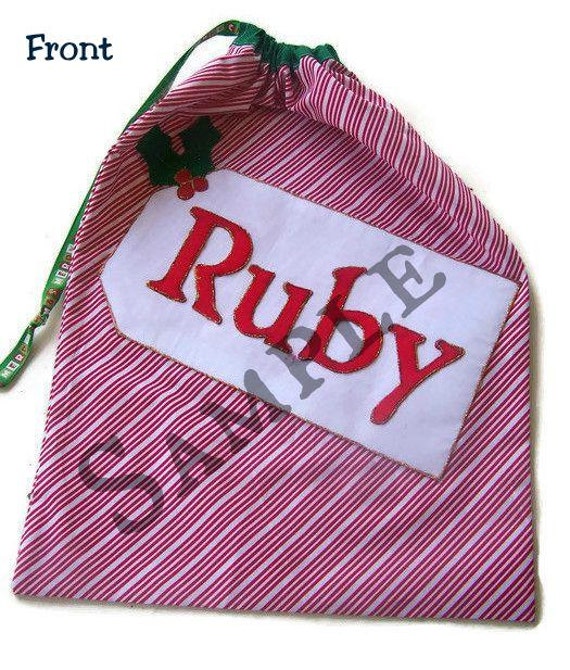 Custom Santa Sack, Glittery Personalised Santa Sacks, Santa bag, Xmas Bag