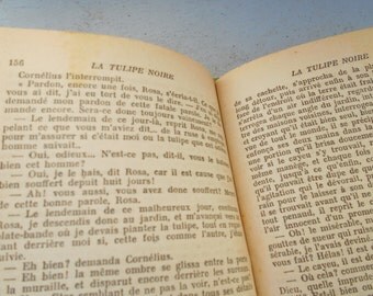 Antique novel, French book "La Tulipe Noire" Alexandre Dumas, 1947 edition, French classics, literature and history.