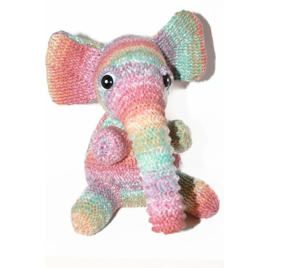 Items similar to Rainbow Elephant Colorful Elephant Hand Knitted