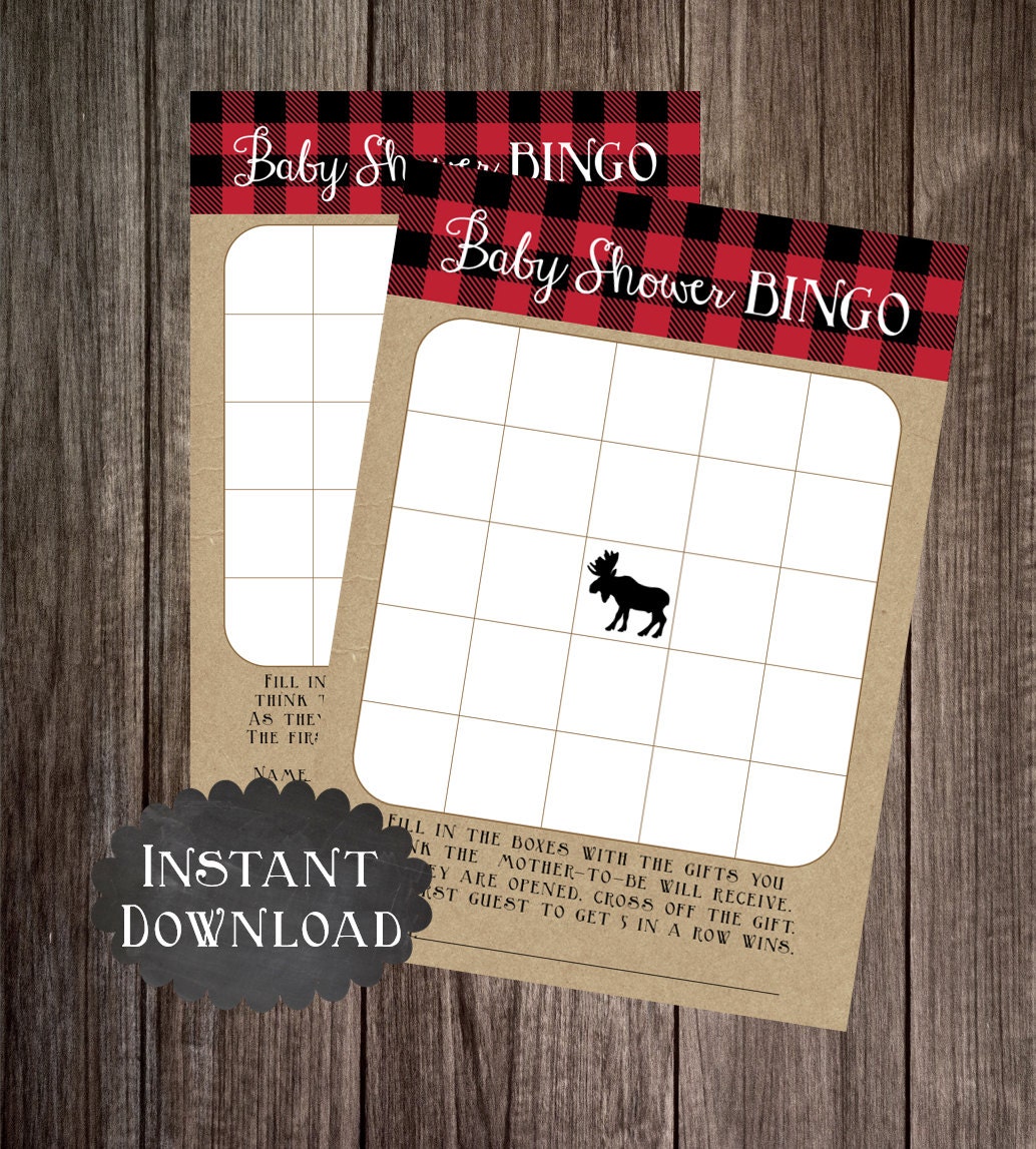Baby Bingo Printable Moose Baby Shower Game Lumberjack Baby Bingo Printable Moose Baby Shower Game Lumberjack