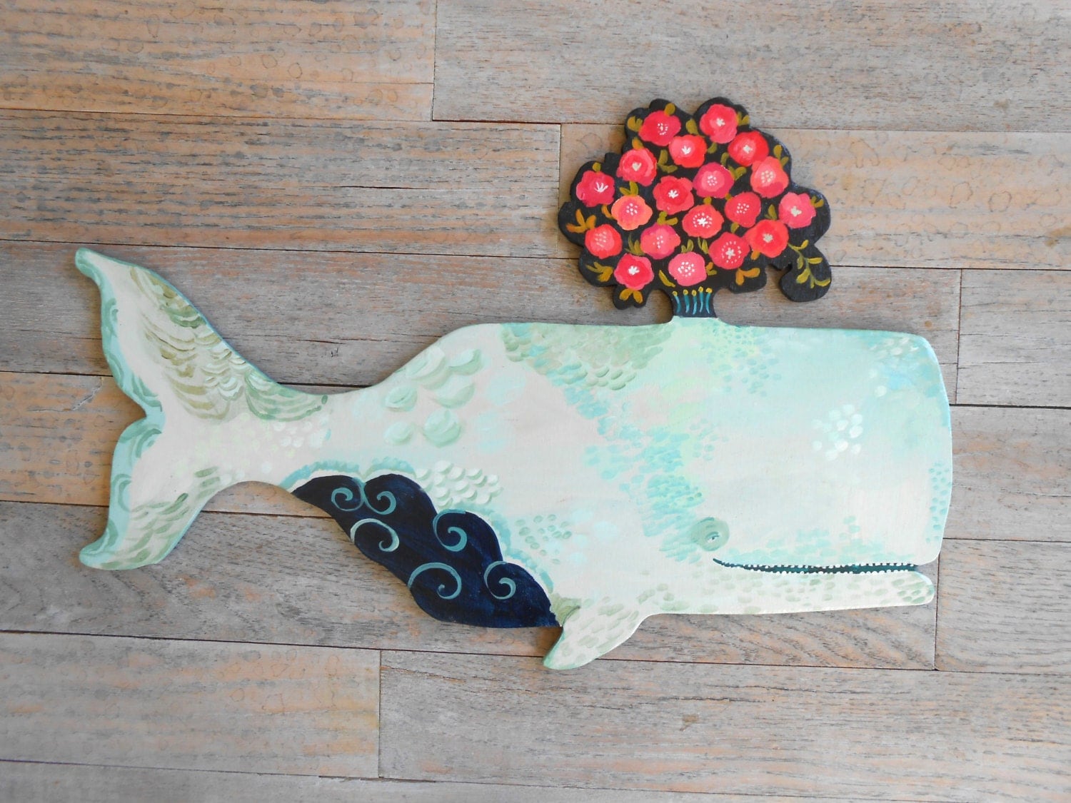 Amandine Whale Wooden Wall Sculpture by Kimberly Hodges wood