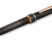 Handmade Rollerball Pen Oxidized Sterling Silver Red Gold Plated 18 Kt Made in Italy