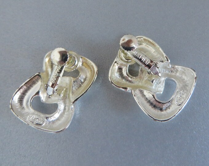 Napier Link Earrings, Vintage Silvertone Earrings, Screw Back Clip-on Earrings, Signed Napier Jewelry, Gift for Her
