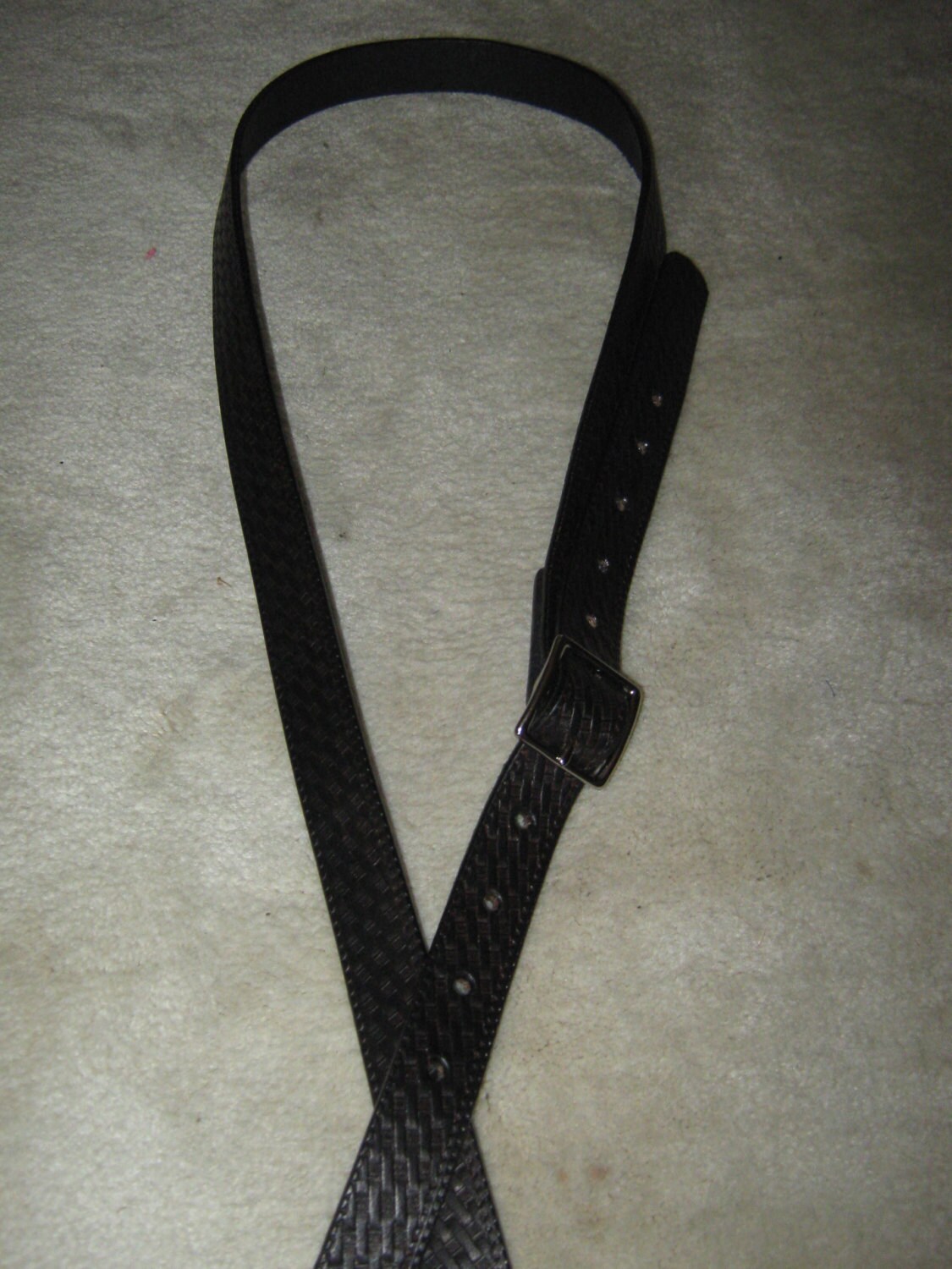 Thin Leather Guitar Strap with Buckle by BlackKettleLeather