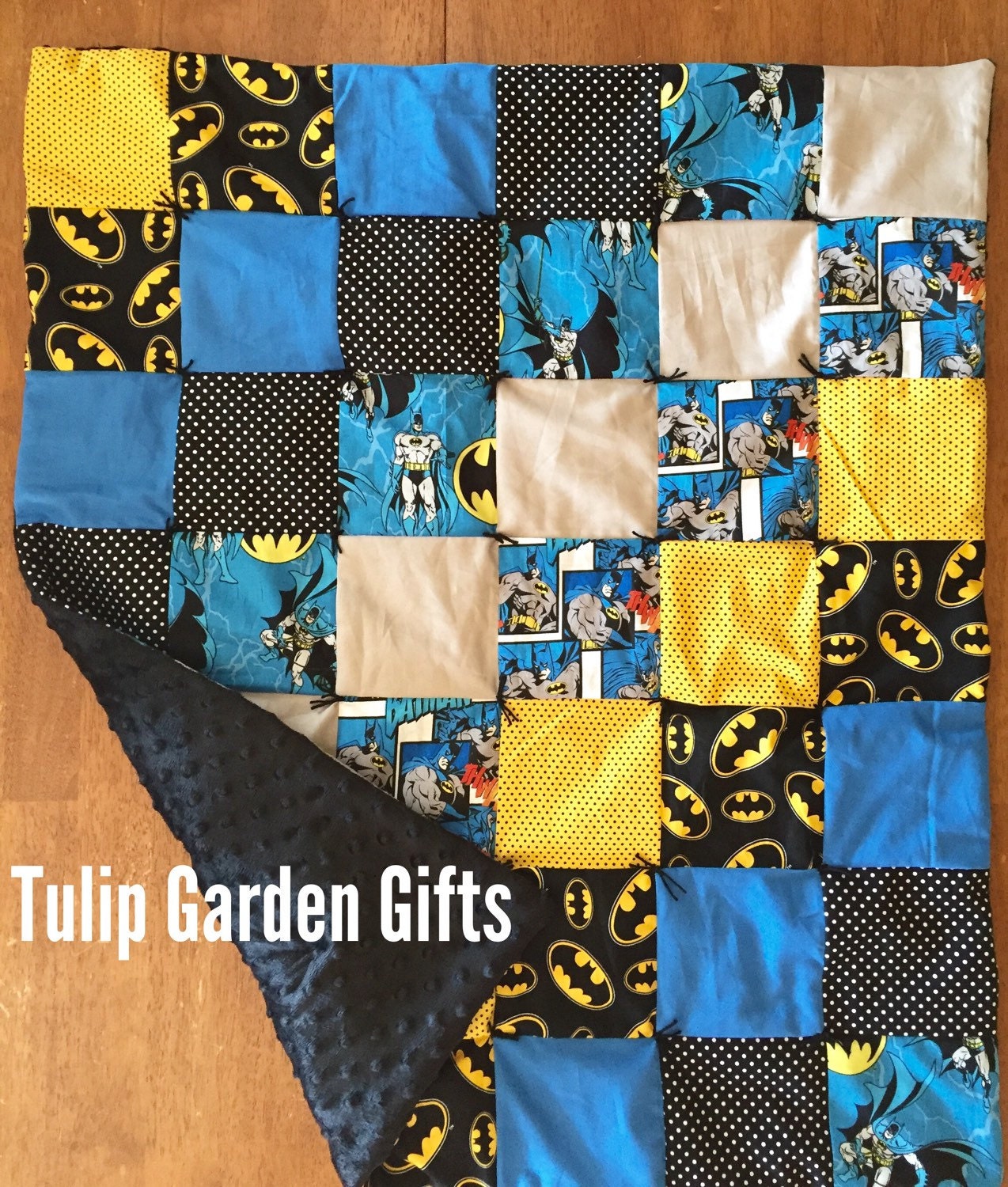Baby Batman Quilt With Minky Underside by TulipGardenGifts on Etsy