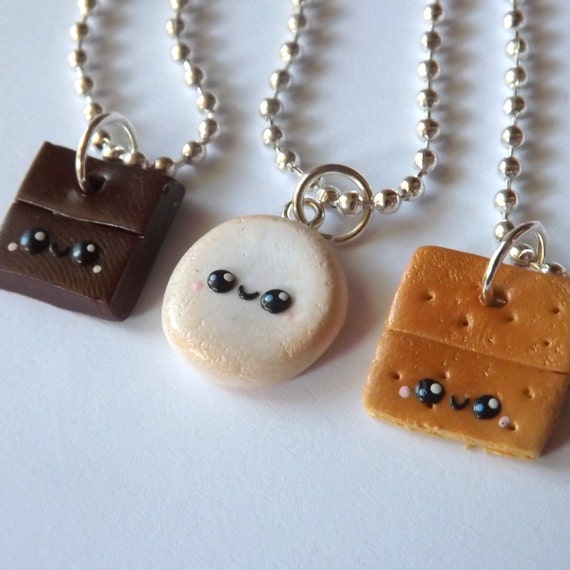 Best Friend Smores Necklaces Best Friend by PitterPatterPolymer