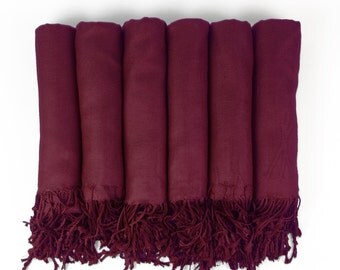 Pashmina Shawl in WINE- Bridesmaid Gift, Wedding Favor, Bridal party gift - Monogrammable
