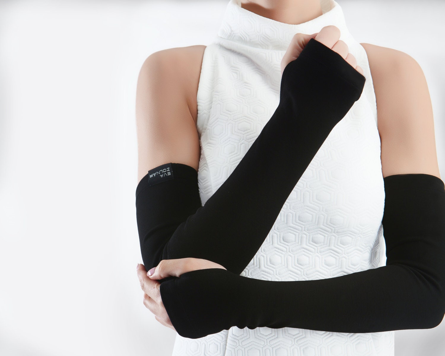 black arm warmers fingerless gloves jersey unisex arm black arm warmers fingerless gloves jersey unisex arm
