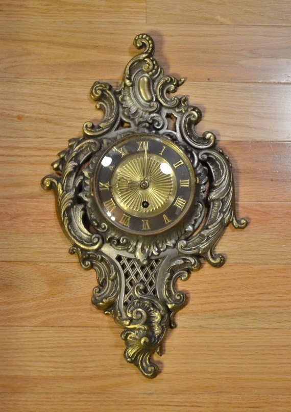 Vintage Wall Clock Ornate French Rococo Style Decor Wind Up