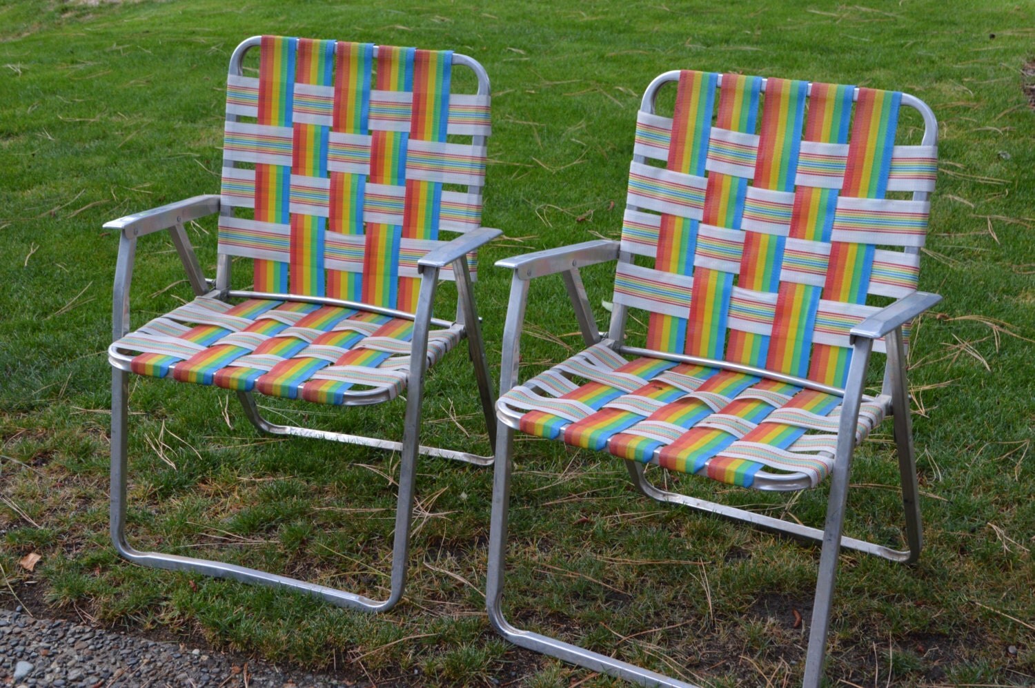 2 bed Lawn Chairs, Camping chairs, campfire chairs, rainbow colored