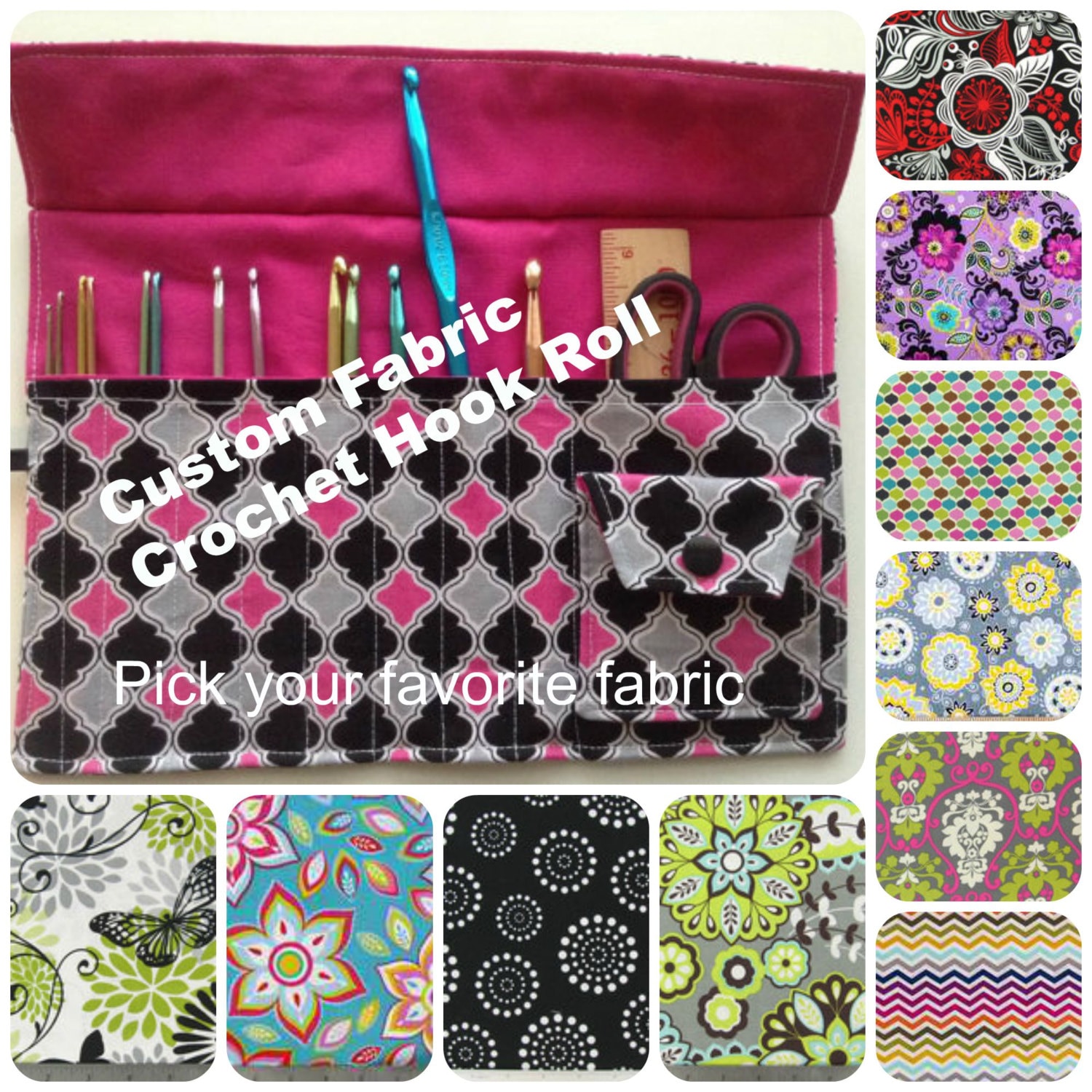 Crochet hook case roll / organizer made to order