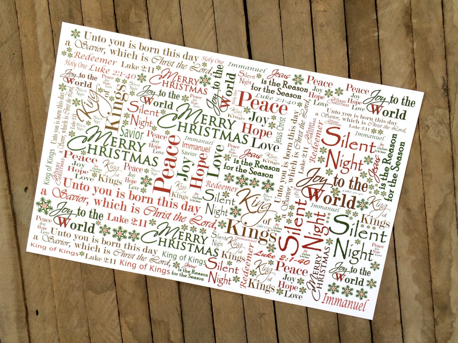 Christmas paper placemats for the holiday table with christian