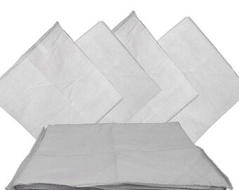 White Solid Bandanas - 27" x 27" - 6 Pack (extra large) 100% Cotton