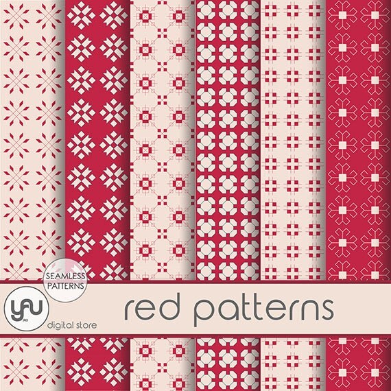Red Digital Paper: RED PATTERNS with red digital