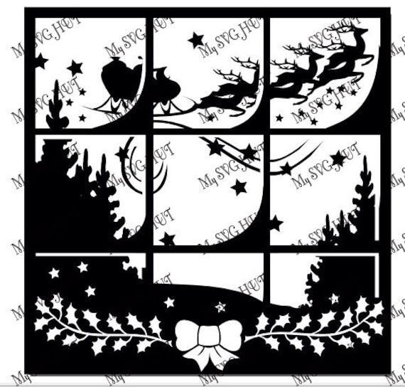 Christmas window scene vinyl template