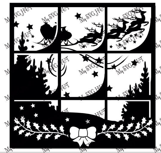 Christmas window scene vinyl template