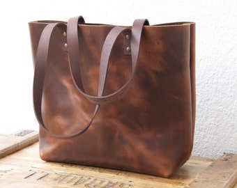 Dark Brown Leather bag. "Sa Tuna" leather Tote. Premium sturdy cowhide. Handmade