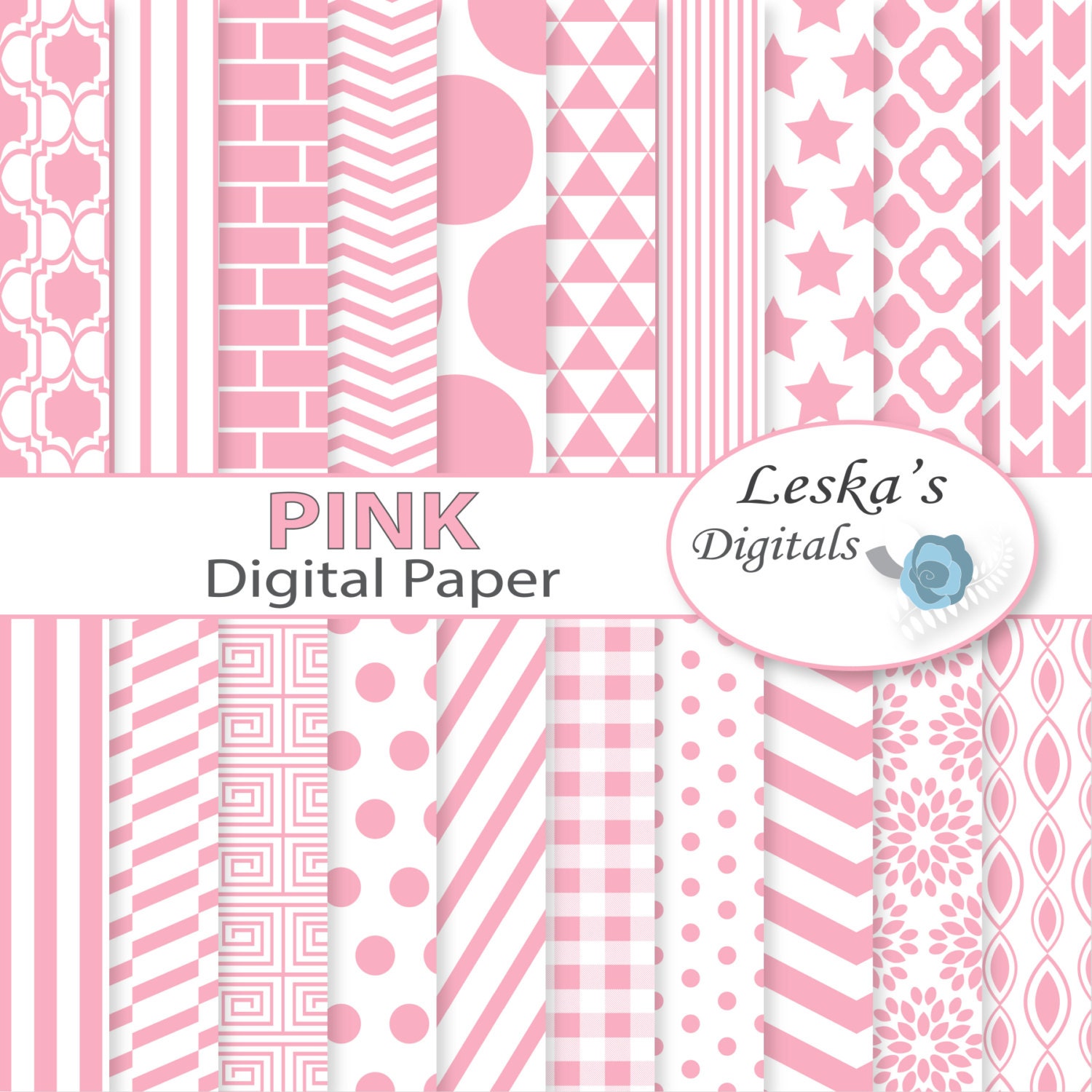 Pink Digital Paper Pink Scrapbook Paper Commercial use