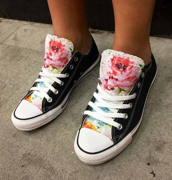 floral and black converse