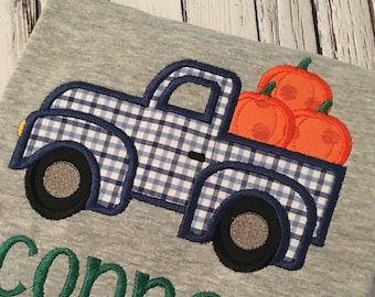 Pumpkin Applique - Truck Applique - Fall Applique - Applique Design - Embroidery Design - Pumpkin Embroidery - Truck Embroidery