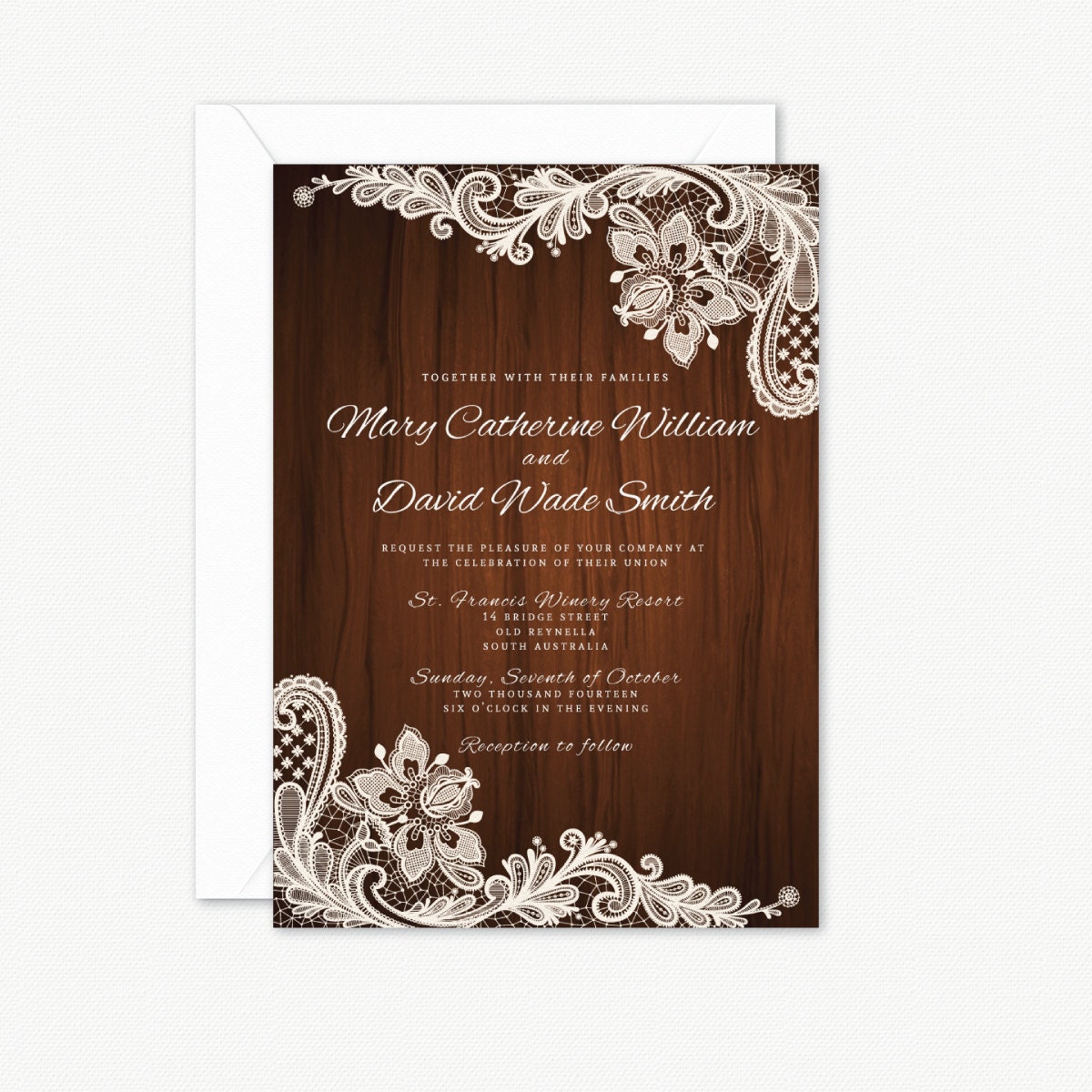 Rustic Wedding Invitation Wood Background and by PaperBoundLove