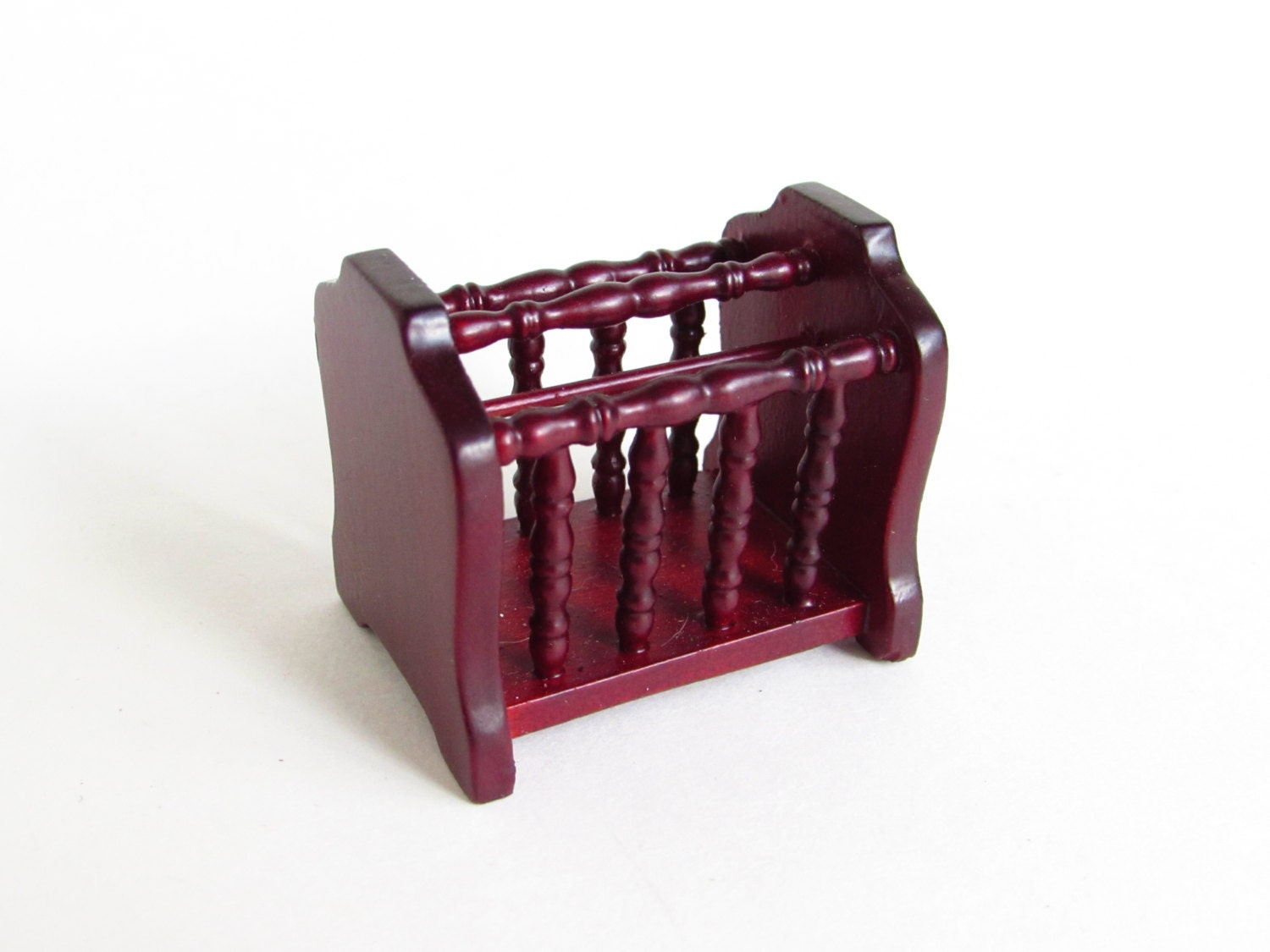 Vintage Dollhouse Magazine Rack, Wooden Doll House Miniature, Town