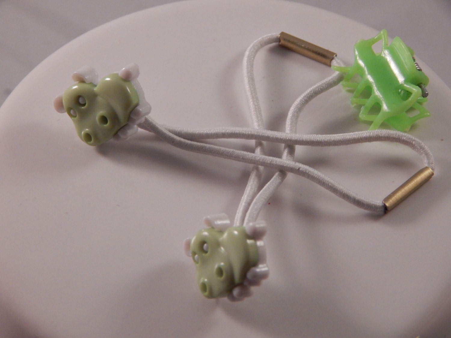 Pastel hippo elastics zoo safari themed ponytail holders