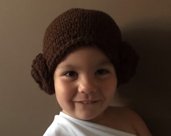 Princess Leia Costume - Crochet Star Wars Princess Leah Hair Hat Wig - Kids Star Wars Costume - Comic-Con Costume - Baby Cosplay - Newborn