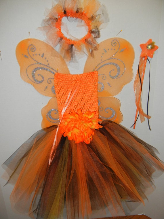 Free shipping So cute Orange & black FAIRY Costume in sizes