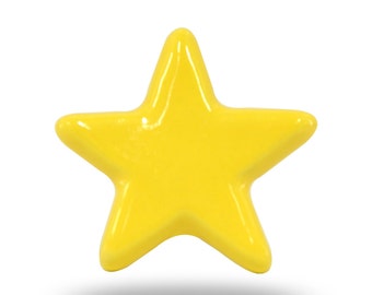 Yellow Star Shaped Ceramic Furniture Pull for a Modern Home, Unique Decorative Kitchen Cupboard Handle, Cabinet Pull or Dresser Drawer Knob