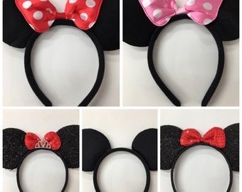 Mickey minnie mouse ears headband / minnie inpried princess ears / disney ears headband /Princess Minnie headband/ Disney party