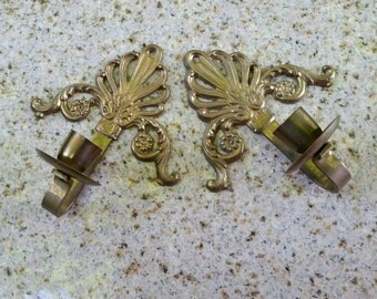 Brass Fleur-de-lis Wall Sconces Candle Holders