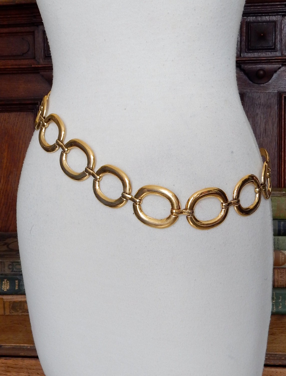 Vtg 1980’s big chain link belt Mod fashion statement piece disco belt