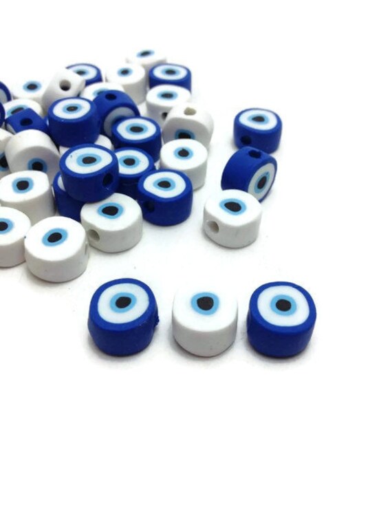 Evil Eye Beads, Handmade Beads, Clay Beads, Blue Evil Eye, Jewelry