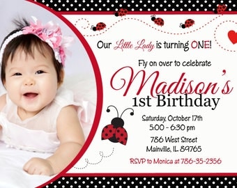 Ladybug Birthday Party Invitation, Any Age
