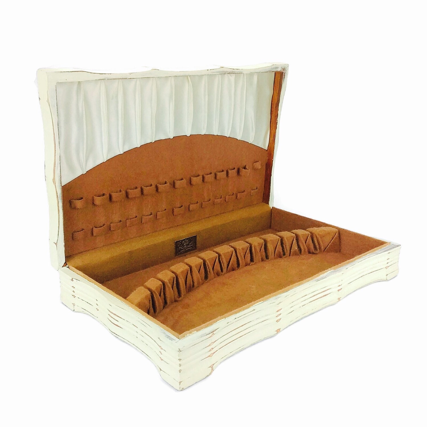 VINTAGE FLATWARE CASE Wooden Silverware Box Flatware