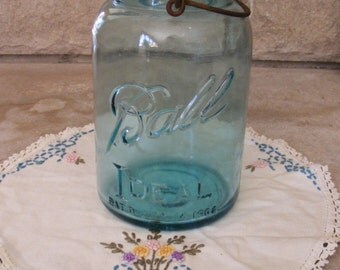 Vintage Blue Ball Mason Glass Canning Jar