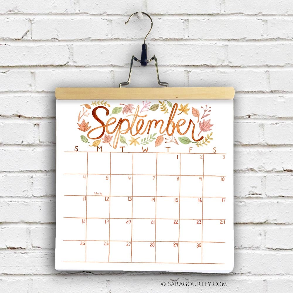 2016 Watercolor Wall Calendar 12x12 Large Hand Painted