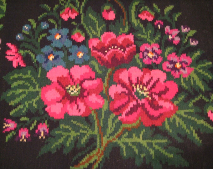 Bessarabian Kilim & area rugs, Handmade, Vintage. rose carpet, FLORAL Kilim Rug, Ukrainian, Bessarabian carpet. kel
