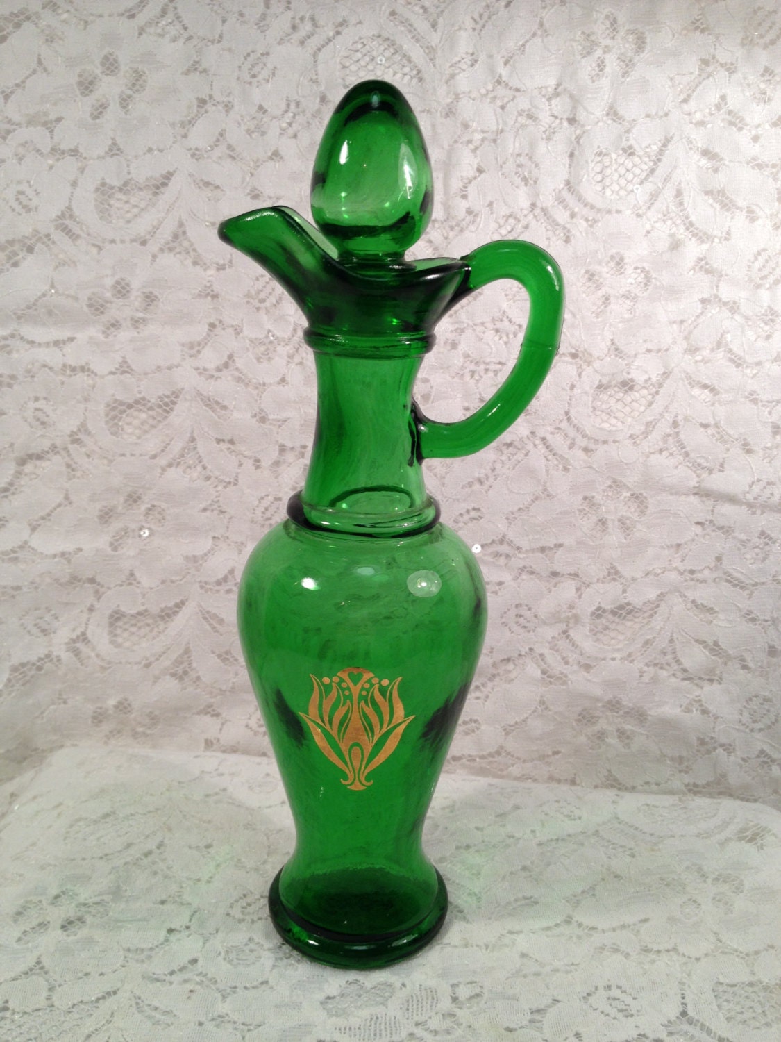 Avon Green Nile Bath Oil Decanter Cruet with