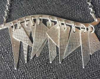 Patterned Sterling Silver Dangle Necklace