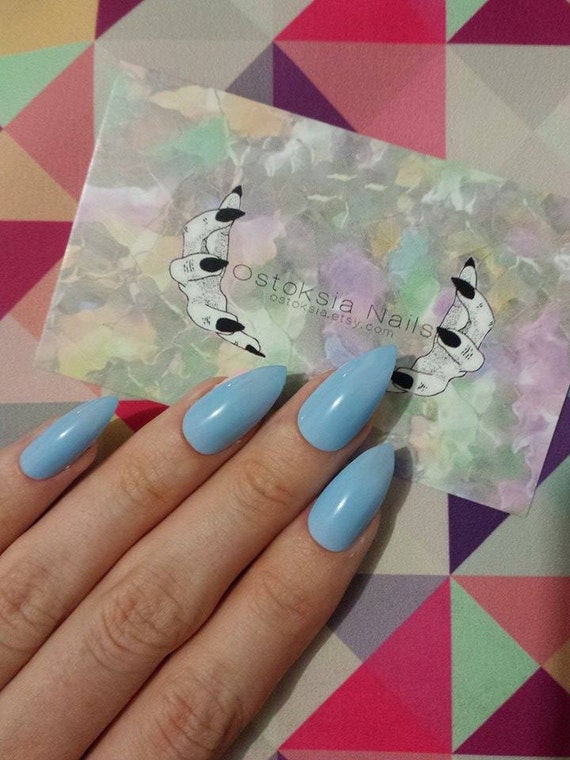 Baby Blue Stiletto Nails by Ostoksia on Etsy