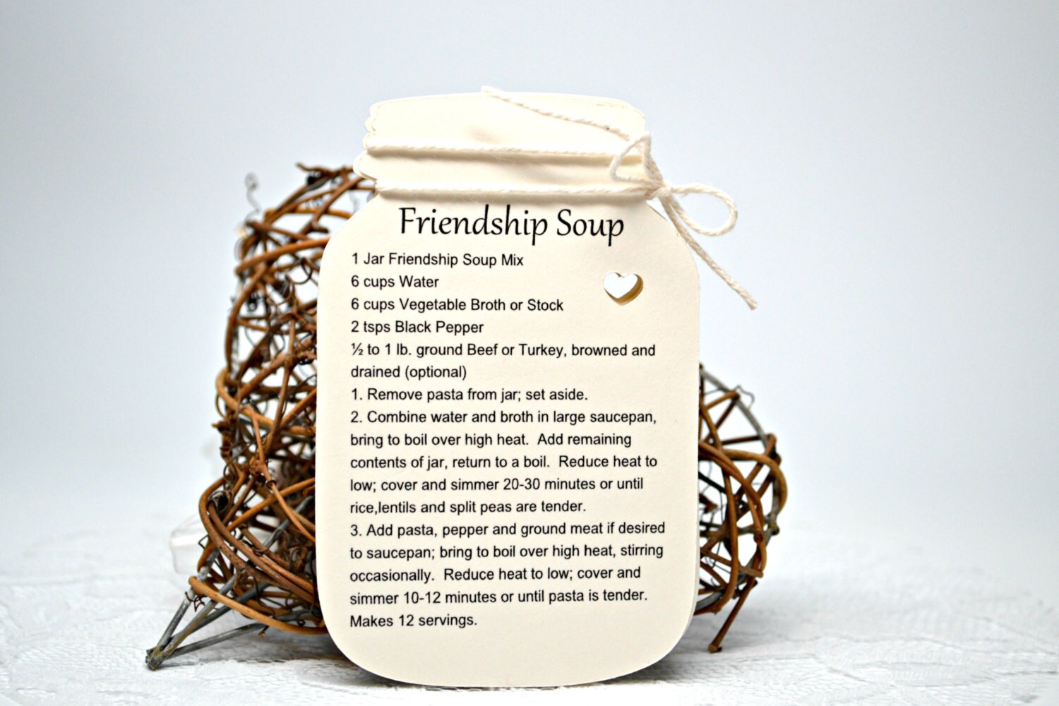 Friendship Soup Mason Jar Tags Bridal Shower by MoreFriendsAndCo