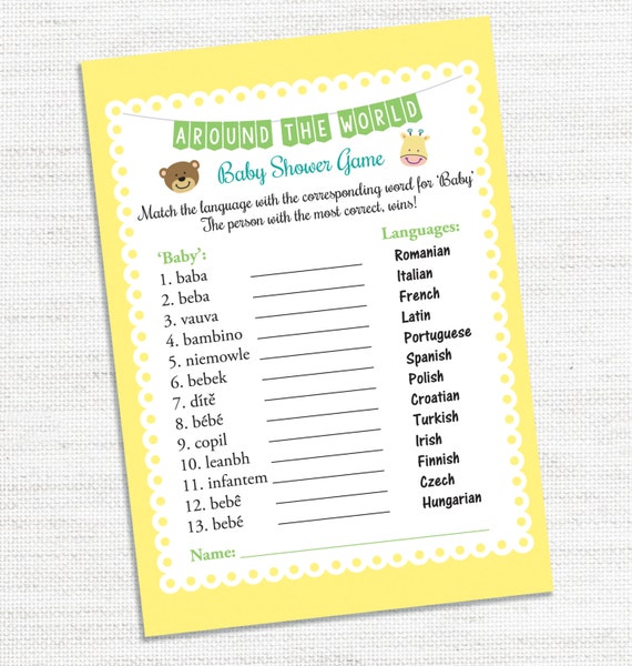 439 New baby shower game around the world 761 Printable Baby shower game 'Around the World', Instant download 