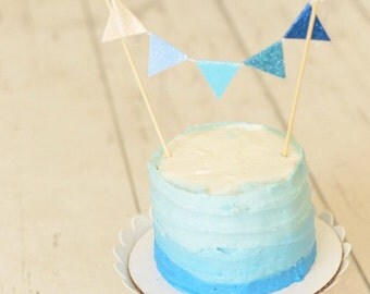 Ombre cake topper, blue ombre cake topper, blue cake topper